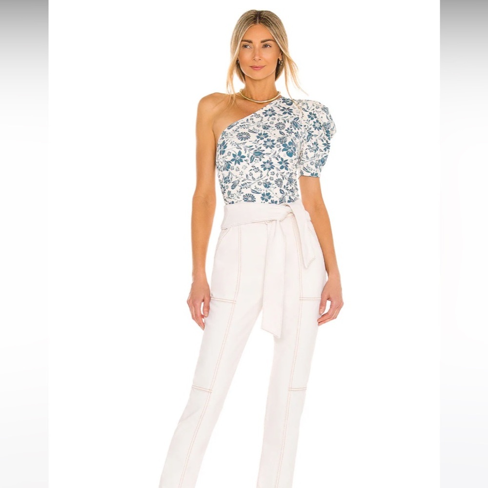 Somethin Bout You Floral One Shoulder Puff Sleeve Bodysuit Size Medium NWOT